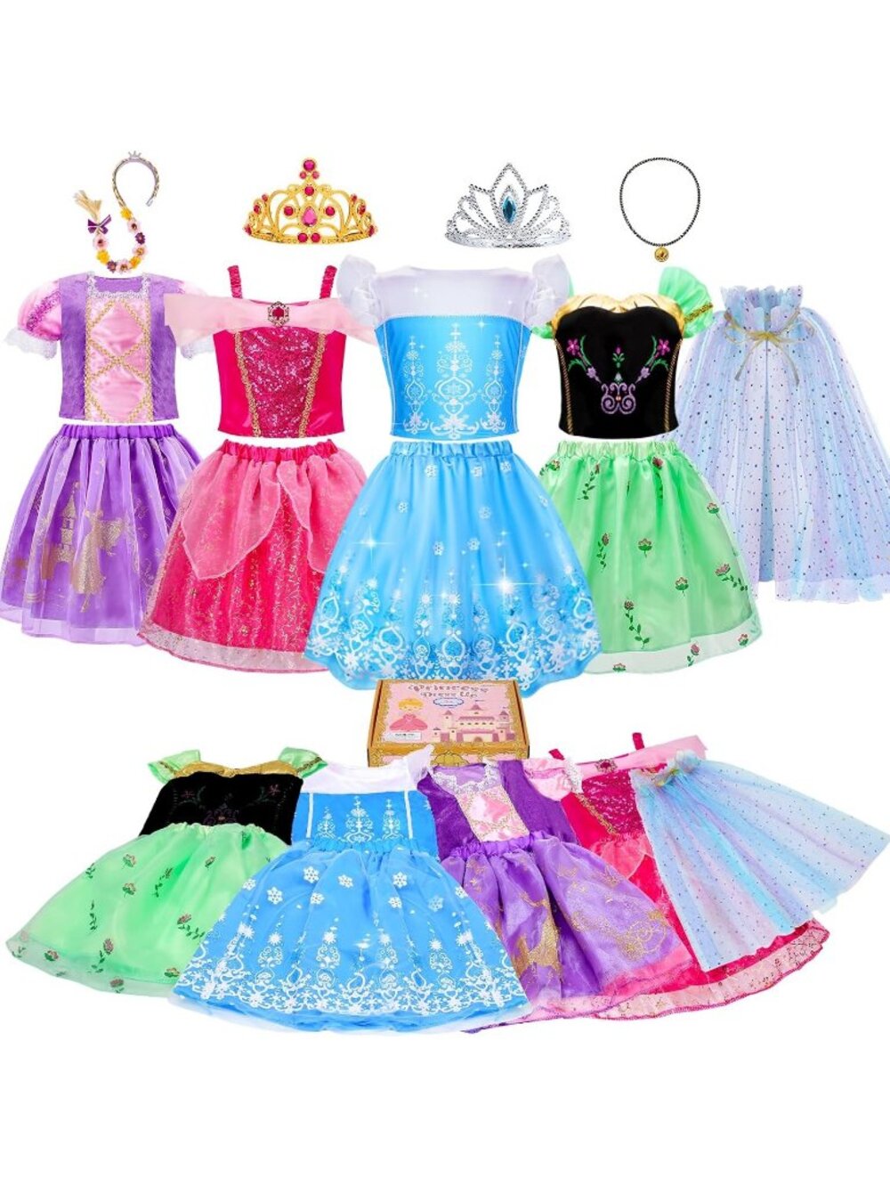 Princess Dress Up Trunk 16PCS Costume Set for Girls Birthday Gift - Purple